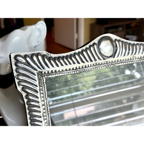 Vtg Large Mexican Artisan Crafted Solid Pewter Frame Mayan Sol Hecho en Mexico - Picture 9 of 11